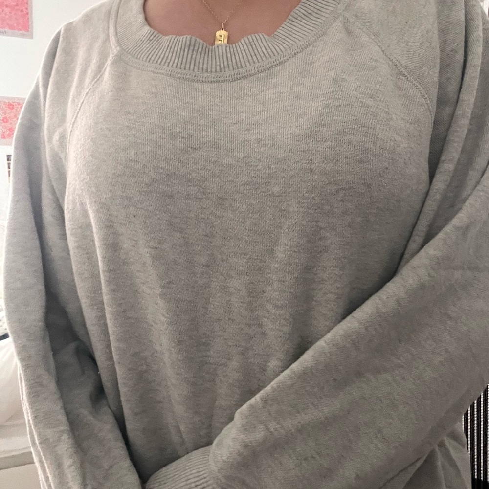 Aerie Gray Crewneck Sweatshirt Relaxed Fit